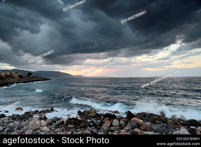 Abend, Sisi, Kreta, sissi, seisi, griechenland, abendstimmung, abendhimmel, wolke, wolken, meer, mittelmeer, abends, sonnenuntergang, natur, landschaft