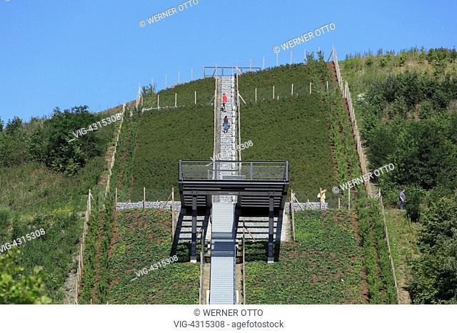 D-Herten, Ruhr area, North Rhine-Westphalia, hard coal mining, coal-pit Ewald, slag heap Hoheward, stairs, stairway, staircase