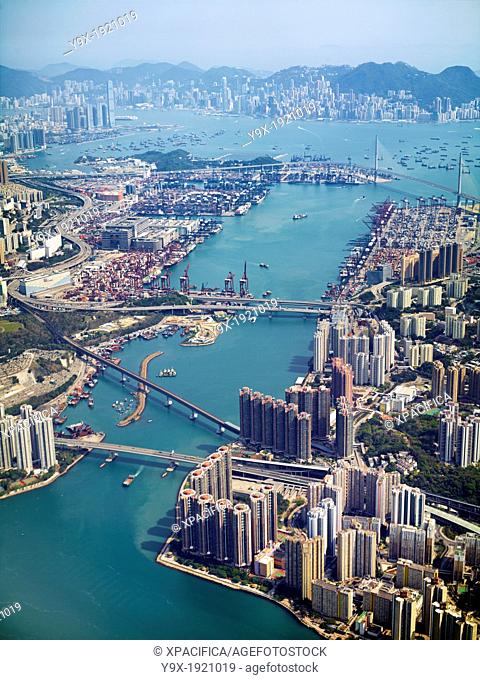 Aerial image of the Hong Kong skyline