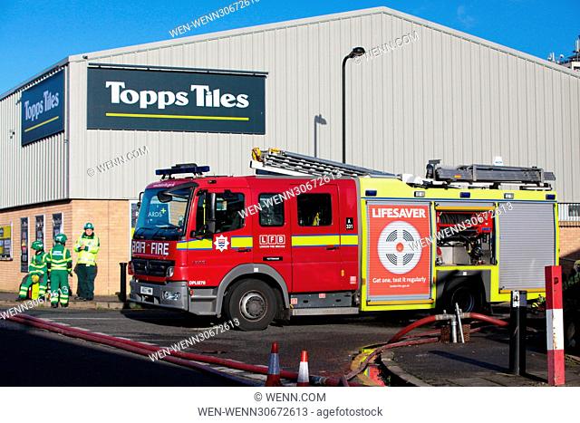 Over 70 firefighters along with 10 engines tackle a blaze in an industrial unit on Bernard Road, Seven Sisters, Tottenham in North London