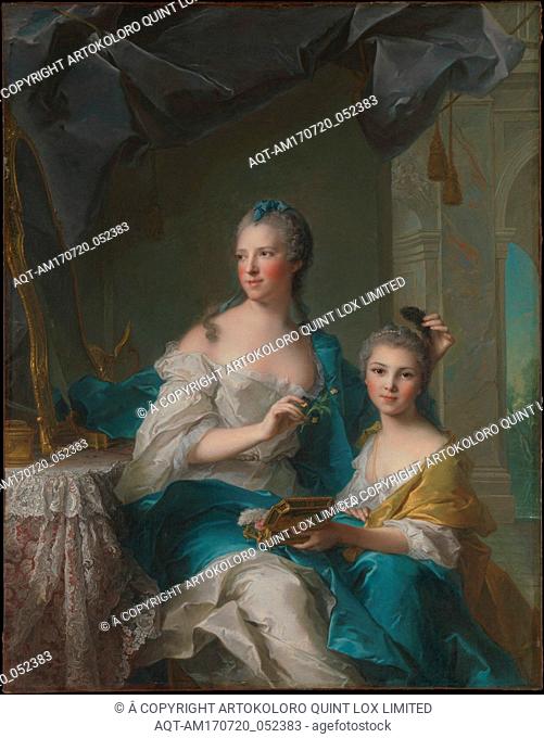Madame Marsollier and Her Daughter, 1749, Oil on canvas, 57 1/2 x 45 in. (146.1 x 114.3 cm), Paintings, Jean Marc Nattier (French, Paris 1685â€“1766 Paris)