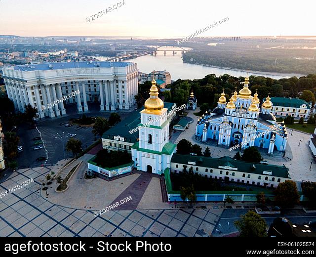 St. Michael's Golden-Domed Monastery in Kyiv, Ukraine. Aerial view