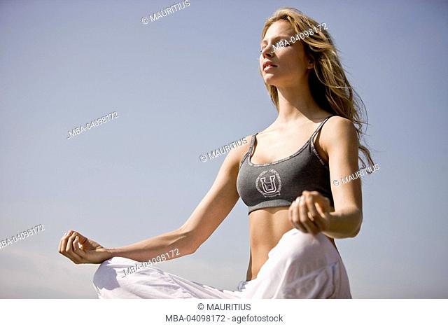 Man, yoga, exercise, lotus position