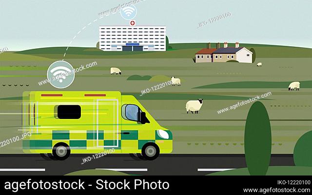 Ambulance connected to hospital by wifi