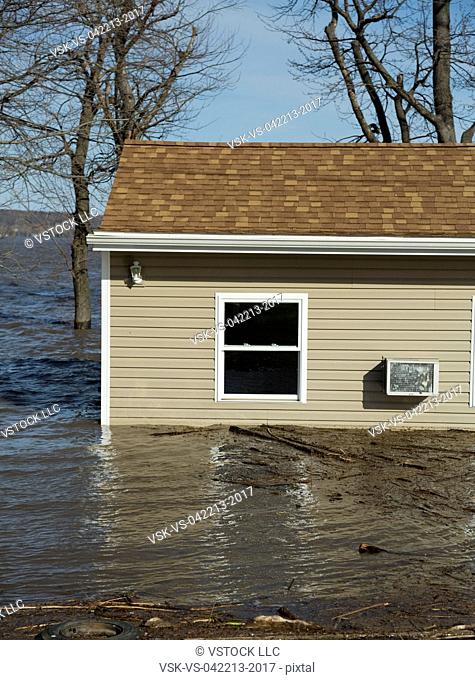 View of flooded house