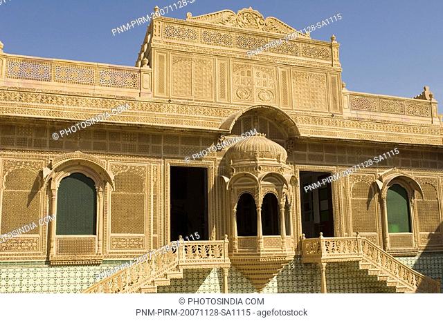 Facade of a building, Jawahar Vila, Jaisalmer, Rajasthan, India