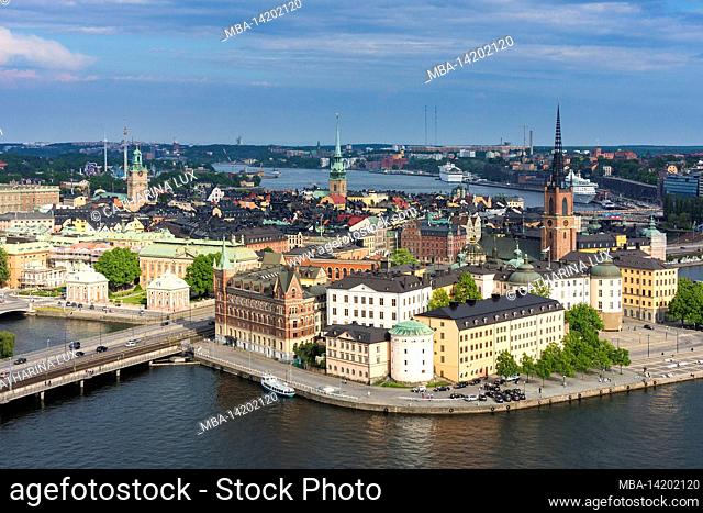 Sweden, Stockholm, view from City Hall to Riddarholmen, Riddarholmskyrkan