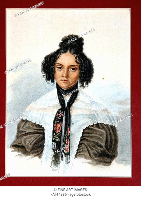 Countess Mariya Nikolayevna Volkonskaya (1805-1863). Bestuzhev, Nikolai Alexandrovich (1791-1855). Watercolour on paper. Russian Painting of 19th cen