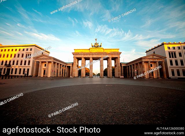 Low angle view of Brandenburg Gate against sky, Berlin