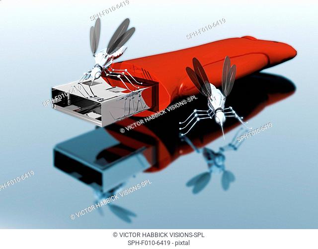 USB drive with nano bugs, conceptual artwork