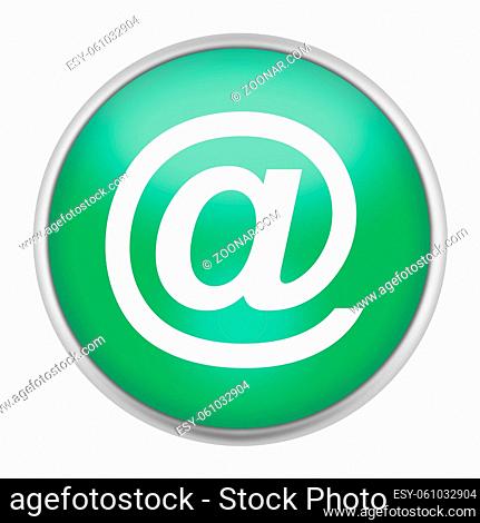 A green web graphic button email at symbol isolated on white with clipping path