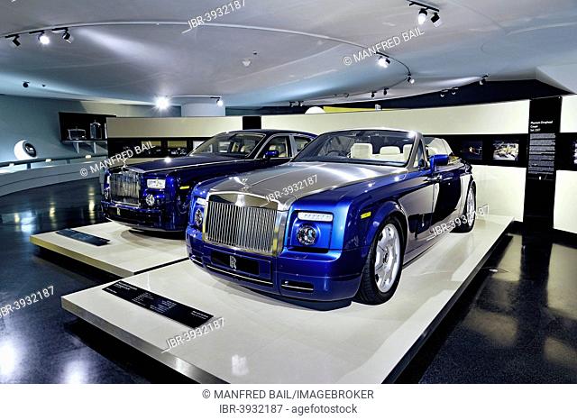 Rolls-Royce Phantom Drophead Coupe, 2007, and Sedan, 2003, BMW Museum, Munich, Upper Bavaria, Bavaria, Germany