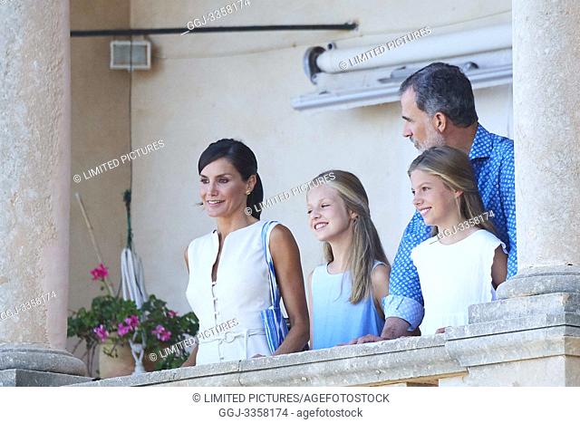 King Felipe VI of Spain, Queen Letizia of Spain, Crown Princess Leonor, Princess Sofia visited Son Marroig Museum at on August 8, 2019 in Deia, Spain