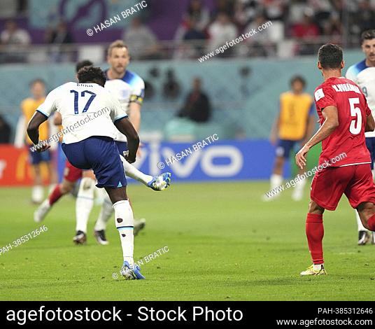 November 21, 2022, Stade Bollaert-Delelis, Lens Agglo, QAT, World Cup FIFA 2022, Group B, England (GBR) vs Iran (IRN), in the picture England's forward Bukayo...