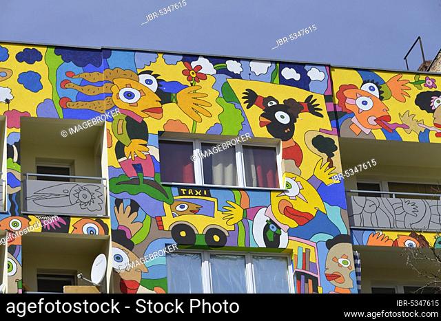 Colourful apartment building, Waldstraße, Moabit, Berlin, Germany, Europe