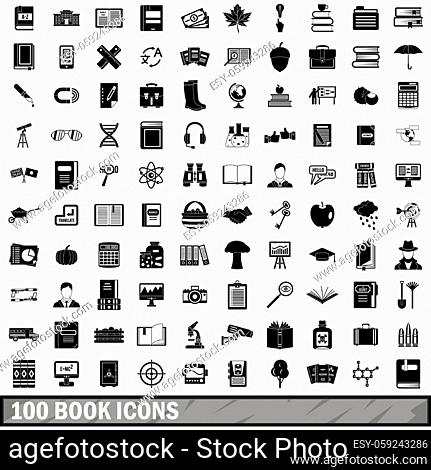 100 book icons set in simple style for any design vector illustration