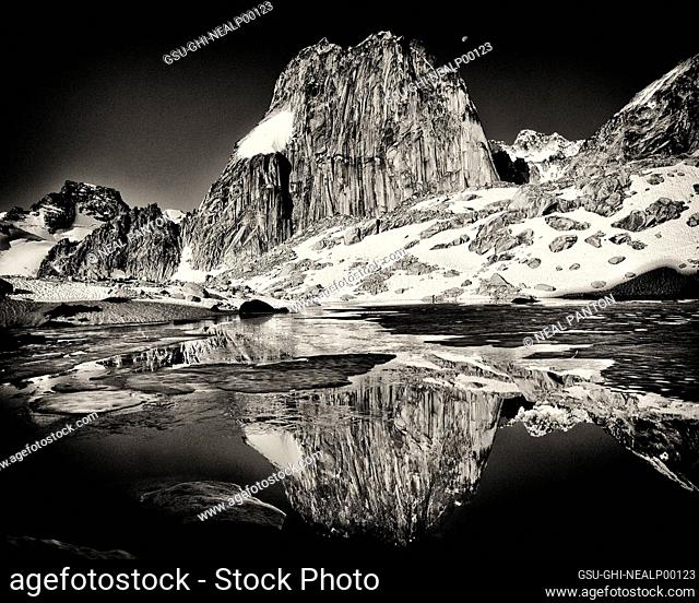 Mountain reflected in Water, Bugaboo Provincial Park, British Columbia, Canada