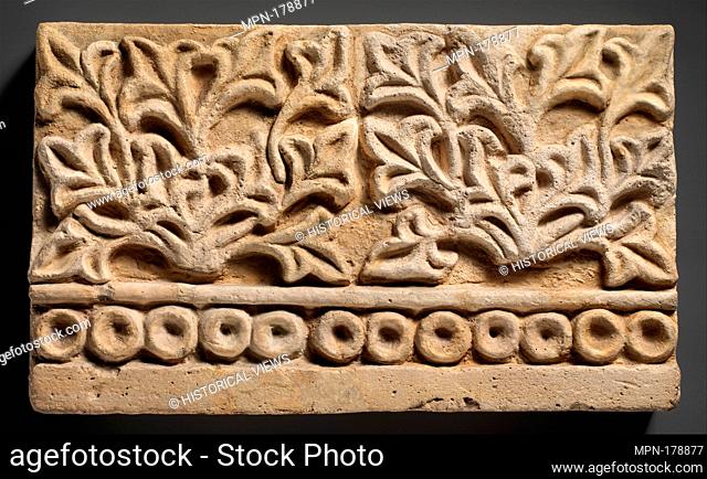 Panel. Period: Sasanian; Date: ca. 6th century A.D; Geography: Mesopotamia, Ctesiphon; Culture: Sasanian; Medium: Stucco; Dimensions: 8.74 x 14.49 in