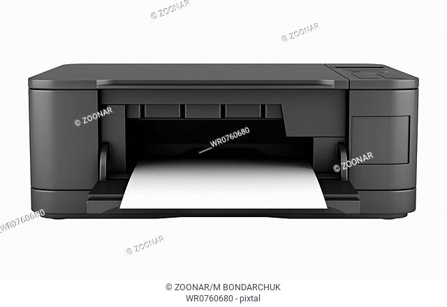 modern black office multifunction printer isolated