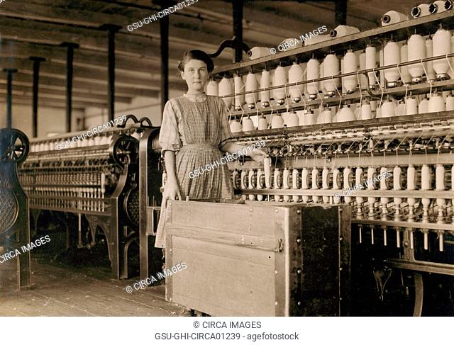 Portrait of Adrienne Pagnette, French Immigrant Teen Girl, 1 of 17 Family Members Working at Cotton Mill, Winchendon, Massachusetts, USA, circa 1911