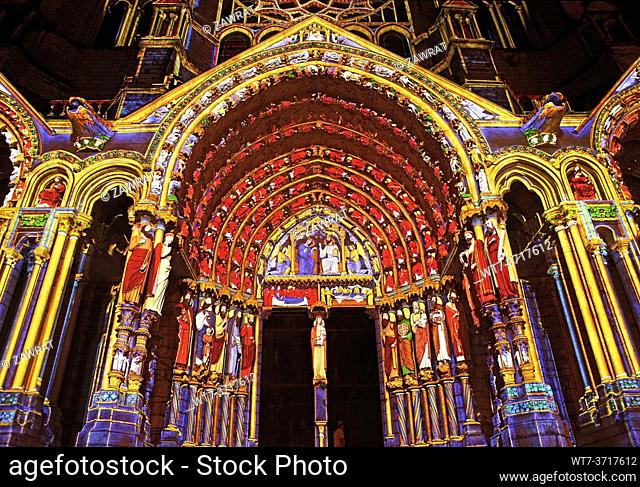 Illuminated cathedral, portals