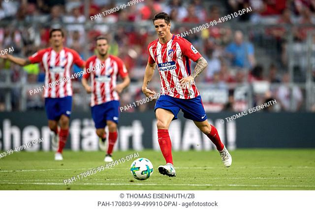 Madrid's Fernando Torres in action during the Audi Cup 2017 soccer match between Atletico Madrid and SSC Naples in the Allianz Arena in Munich, Germany