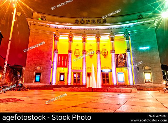 The opera of Tallinn in Estonia at night