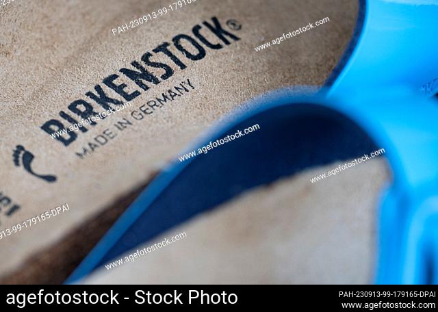 13 September 2023, Berlin: Birkenstock models stand in front of a retail store of the shoe manufacturer. The company wants to go public in New York