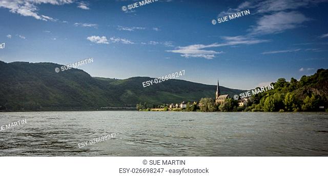View of Filsen on the river Rhine, Germany