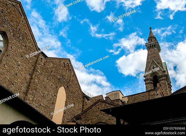 FLORENCE, TUSCANY/ITALY - OCTOBER 19 : View of Santa Croce Franciscan Church in Florence on October 19, 2019