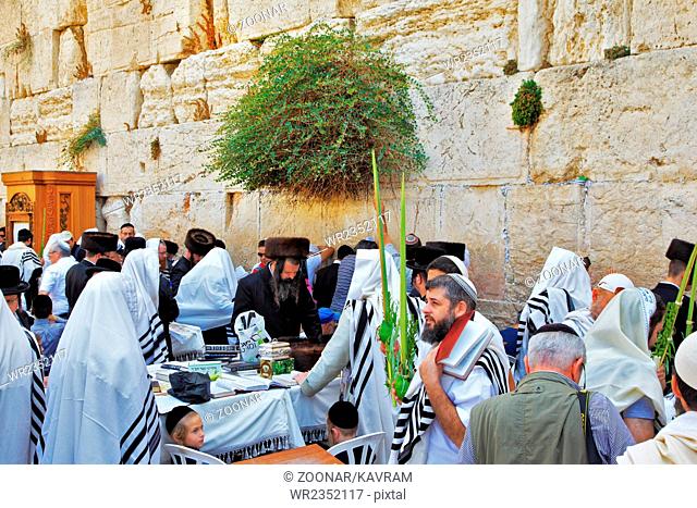 The Jews in traditional white tallit