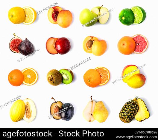 fruit set isolated on white background