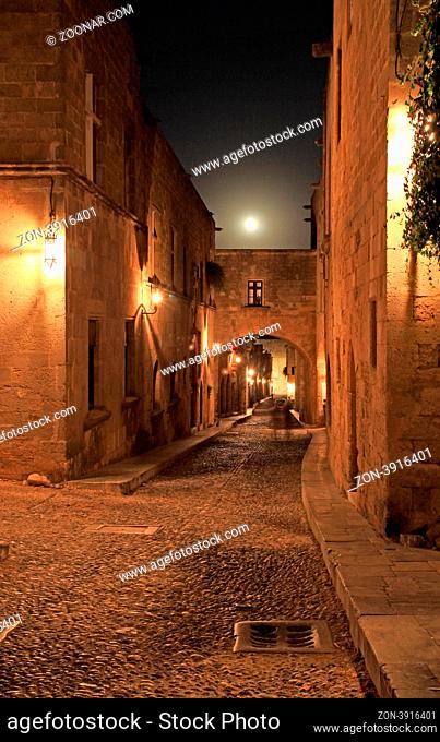 The ancient street of the knights in Rhodes Greece