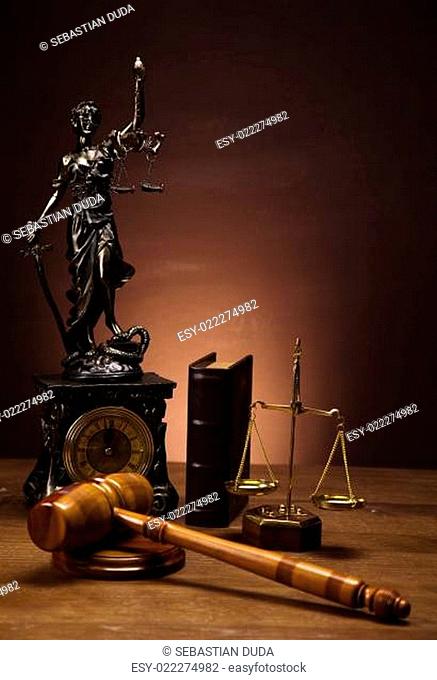 Wooden gavel barrister, justice concept