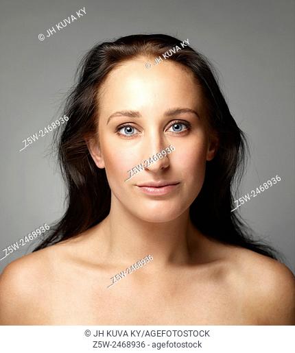 Portrait, natural beautiful woman face, head and shoulder shot