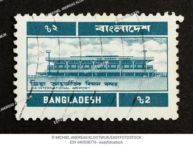 BANGLADESH - CIRCA 1970: Stamp printed in Bangladesh shows the national international airport, circa 1970
