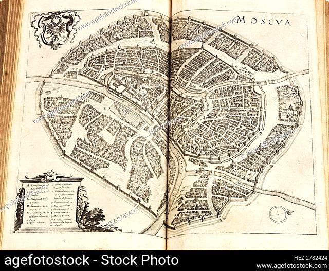 Map of Moscow. From: Newe Archontologia cosmica by Johann Ludwig Gottfried, 1646. Creator: Merian, Matthäus, the Elder (1593-1650)