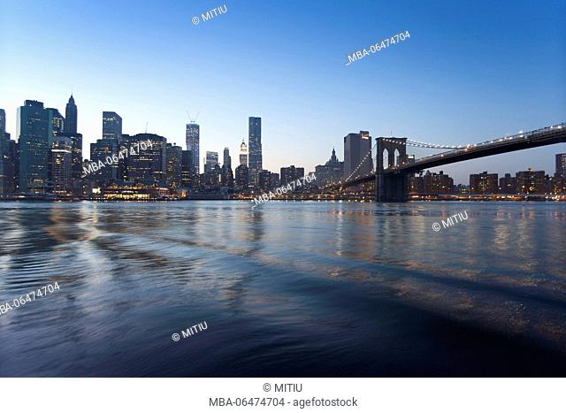 Skyline with dusk, Manhattan, New York city, New York, the USA, North America