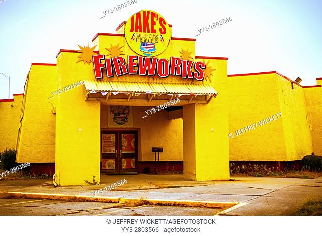 Fireworks store front during off season in Indianapolis, Indiana, USA