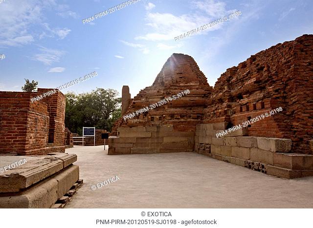 Ruins at archaeological site, Manauti Stupa, Sarnath, Varanasi, Uttar Pradesh, India