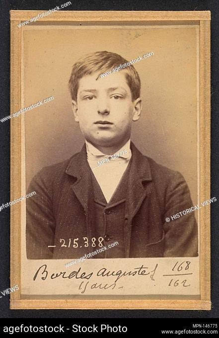 Bordes. Auguste. 15 ans, né à Paris XVIIIe. Garçon Marchand de vins. Anarchiste. 9/3/94. Artist: Alphonse Bertillon (French