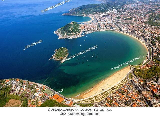 Aerial view of Concha Bay, Donostia - San Sebastian, Basque Country