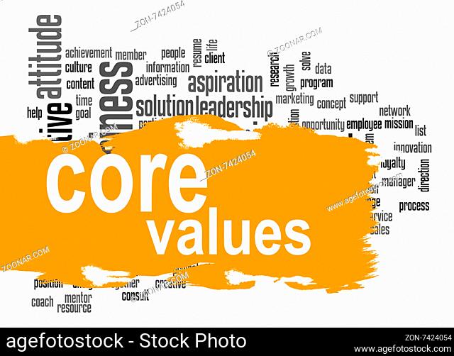 Core values word cloud image with hi-res rendered artwork that could be used for any graphic design
