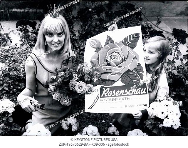 Jun. 29, 1967 - Pictured here is the 'Rose Queen' of the Steinfurth rose show, stenotypist Irene Kettinger. The Rose Princess Karin Walter