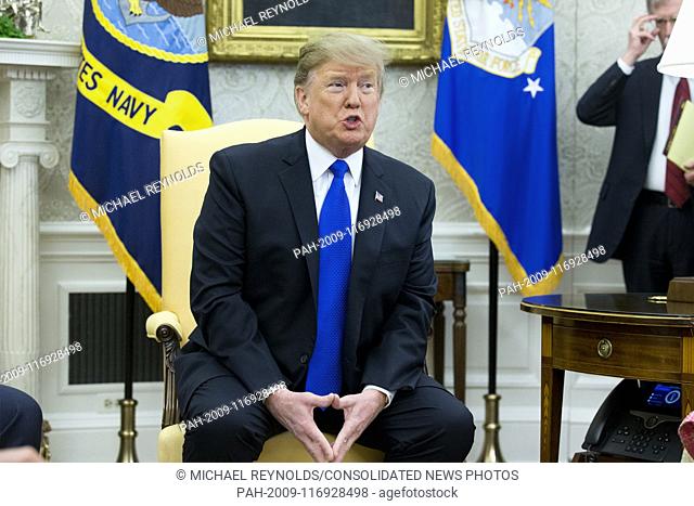 US President Donald J. Trump delivers remarks in the Oval Office of the White House in Washington, DC, USA, 13 February 2019