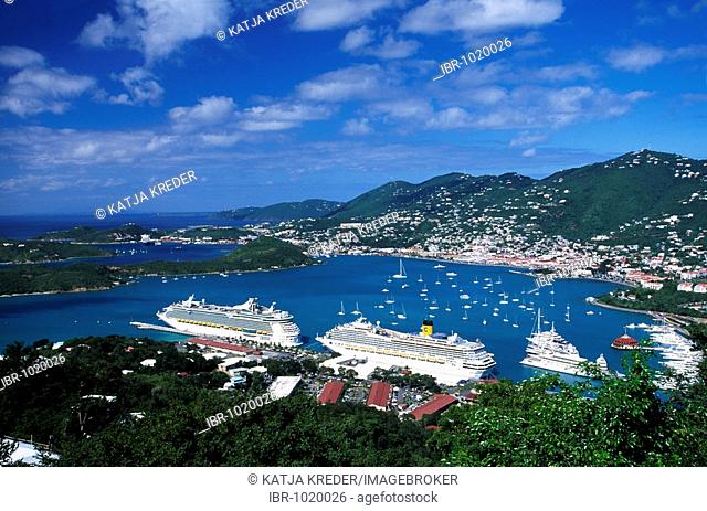 Cruise ships at Charlotte Amalie, St. Thomas Island, United States Virgin Islands, Caribbean