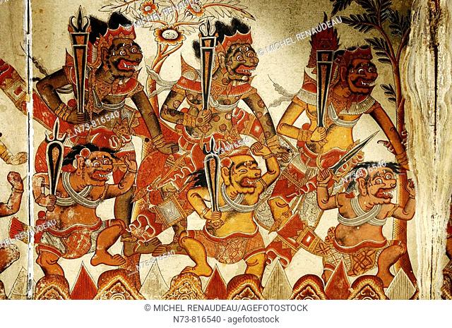 Painting depicting punishments in Kertha Gosa Pavilion (court of justice), Klungkung, Bali, Indonesia