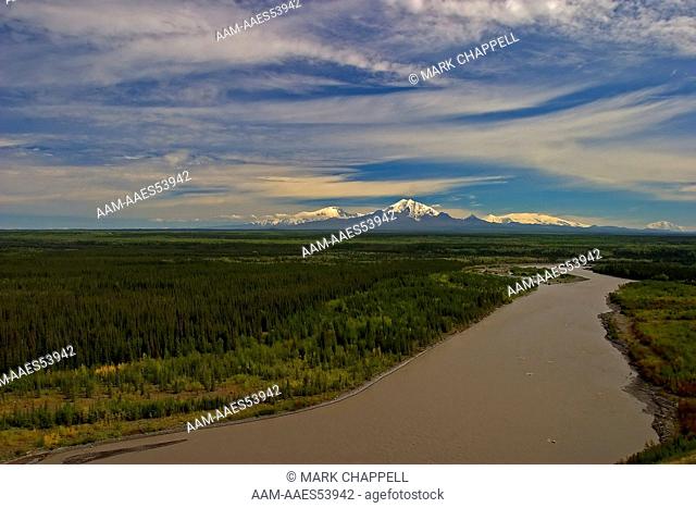 Copper River, with Wrangell-St. Elias Range on the horizon, Alaska