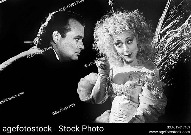 Bill Murray, Carol Kane, on-set of the Film, Scrooged, Paramount Pictures, 1988