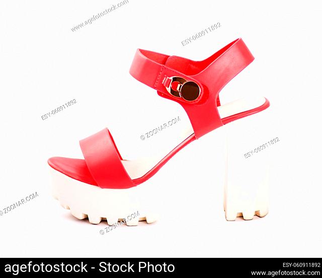 Pink high heels shoe isolated on white background